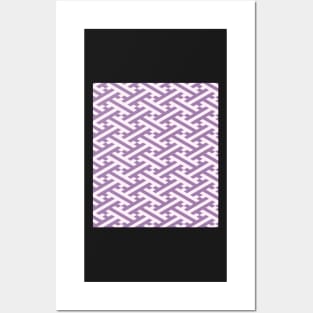 Purple Sayagata Japanese Pattern Posters and Art